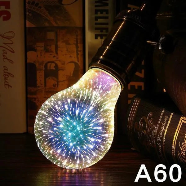 LED 3D firework decoration bulb projecting light patterns with E27 socket