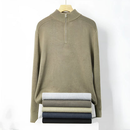 Men's thickened wool casual sweater in slim fit, shown in one of six available colours.