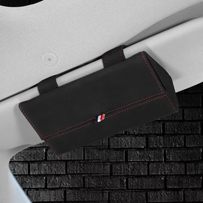 Car glasses storage box in suede material with quick buckle secure
