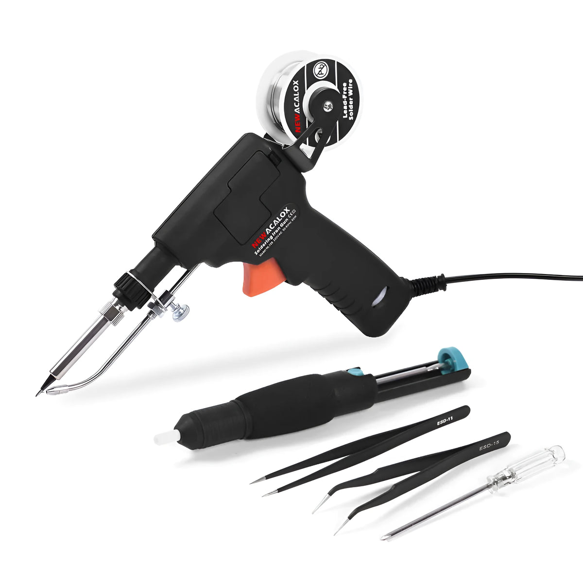 60W manual soldering iron with alloy tip, ABS plastic handle, 900M series head, and PTC ceramic heating core