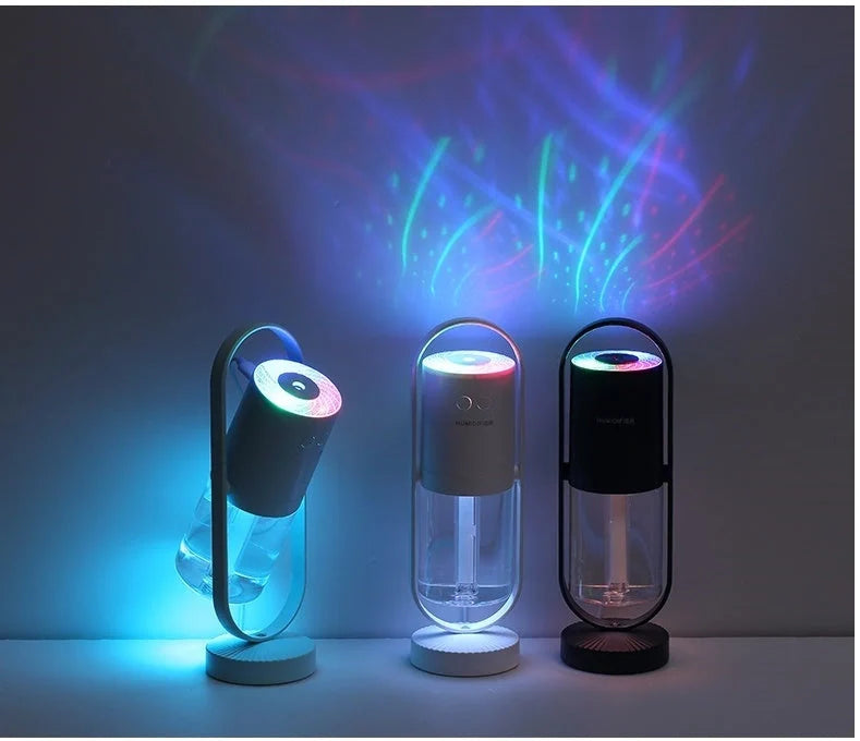 USB Air Humidifier with colorful night light projection for home and car use