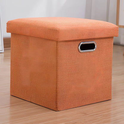 25cm cube storage stool in cotton linen fabric with hidden compartment and sponge cushioning