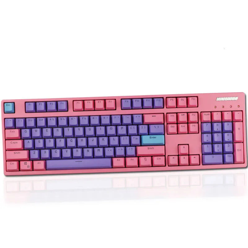 Set of two-colour PBT plastic keycaps for mechanical keyboards on a dark background.