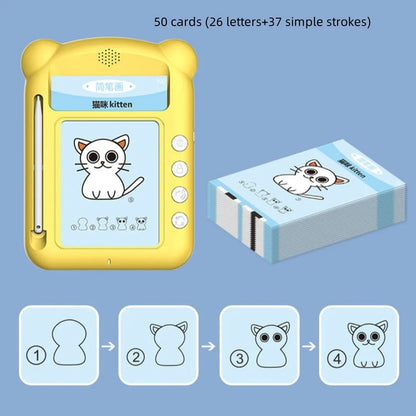 Yellow ABS bilingual card early learning machine for toddlers with educational cards.