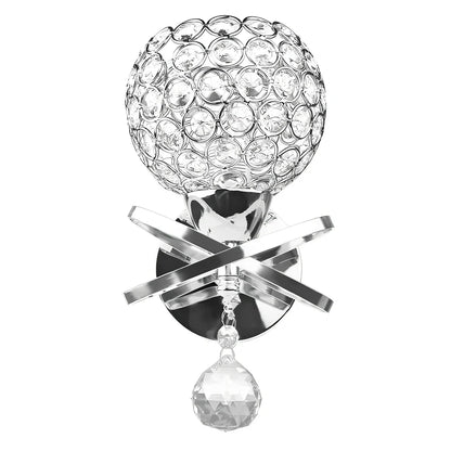 Crystal wall lamp with compact 145mm × 245mm × 100mm dimensions and E27 holder for 220V bulbs