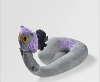 Cozy U-Shaped Pillow with Soft Velvet Covering and Honeysuckle Filling Provides Plush Comfort and Hands-Free Phone Holding