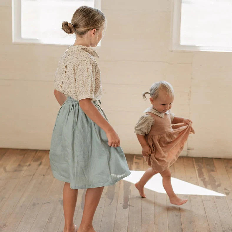 Mori girl style A-line skirt for children in khaki colour with lyocell fabric