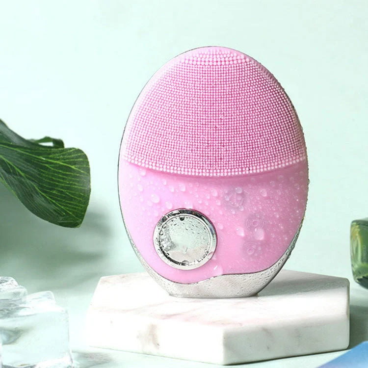 Electric Silicone Face Washer with adjustable vibration and light therapy options