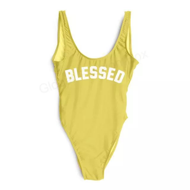 Blessed Swimsuit in various colors, made from durable polyester and nylon