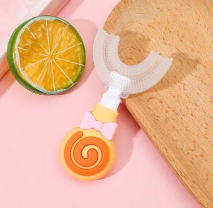 Kid's Soft Rubber U-Shaped Toothbrush in Vibrant Colors for Ages 2-12