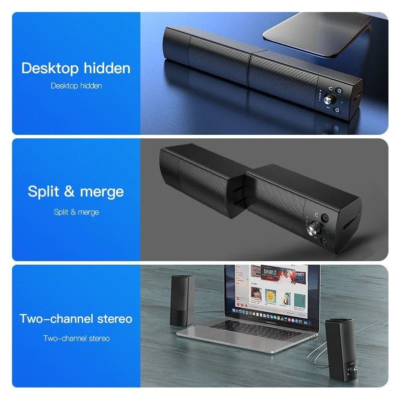 Powerful Bluetooth subwoofer speaker with dual high-power speakers, independent volume controls, and versatile connectivity options