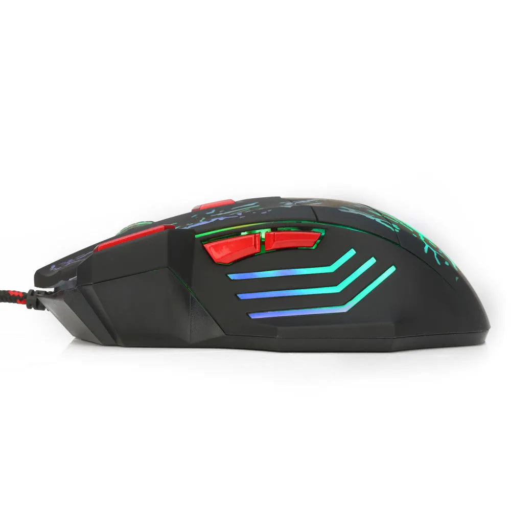 Water Crack H300BK RGB gaming mouse with colourful lighting effects and wired USB connection