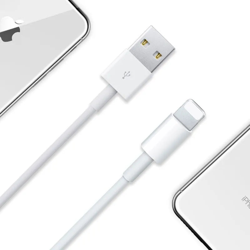 3 metre grey Apple Lightning charging cable with USB connector for fast charging