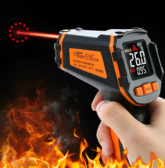 ST390A handheld infrared thermometer for industrial and studio surface temperature measurement.