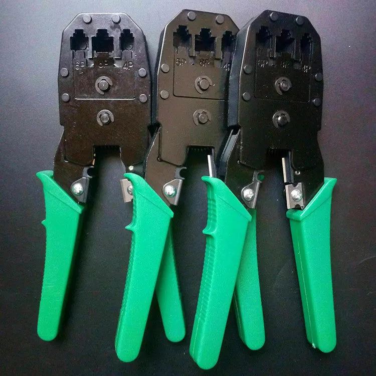 Multifunctional Network Cable Pliers Three-Purpose Crimping Tool with Flat Mouth 45# Steel Clamp Head and Stainless Steel Handle for Ethernet Cable Installation and Repairs