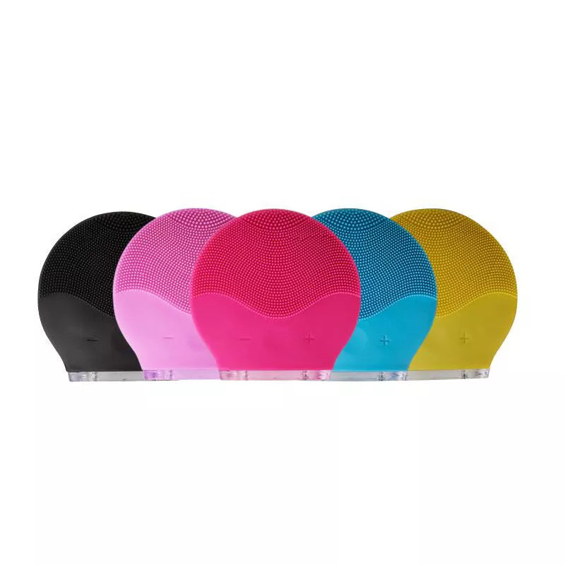 Electric waterproof silicone facial cleansing brush with USB charging in various colors