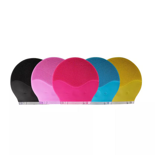 Electric waterproof silicone facial cleansing brush with USB charging in various colors