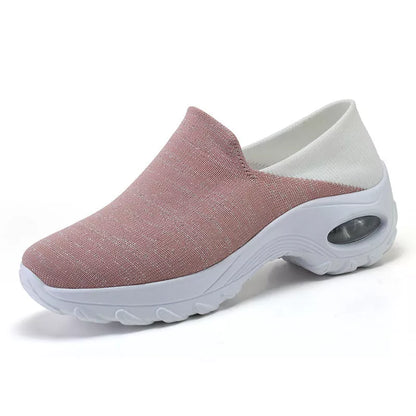 Lightweight non-slip walking shoes for middle-aged and elderly with thick-soled rocking design
