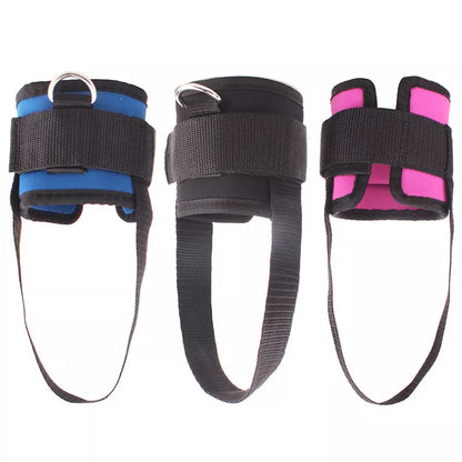 Adjustable cotton foot rope ankle strap for leg training in blue, black, and rose red