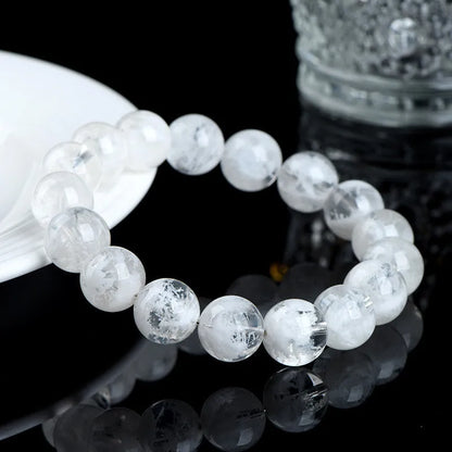 Natural blizzard snowflake round beads women's crystal bracelet with geometry shape and grinding treatment
