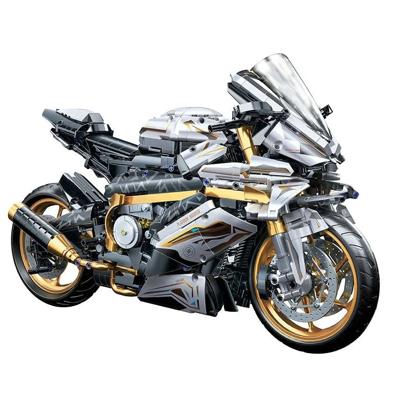 88817-piece plastic building blocks assembled into platinum BMW motorcycle model for teenagers