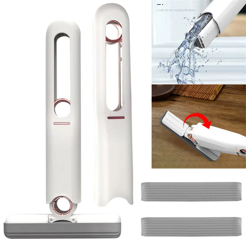 Portable mini squeeze mop with biodegradable cotton head and plastic handle for household and car cleaning