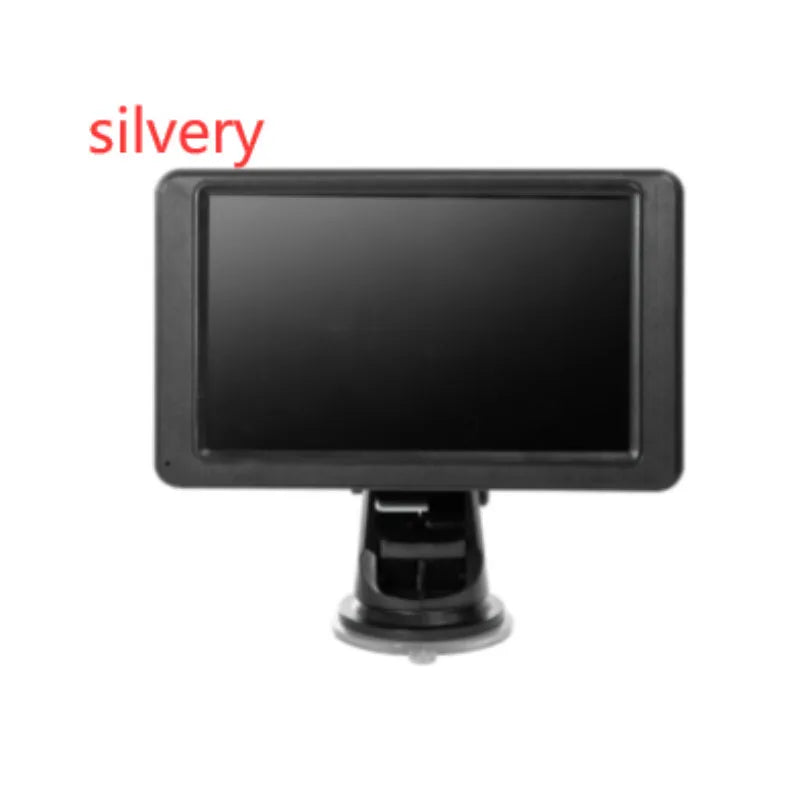 Black portable 7-inch vehicle MP5 player with LCD screen and mounting bracket.
