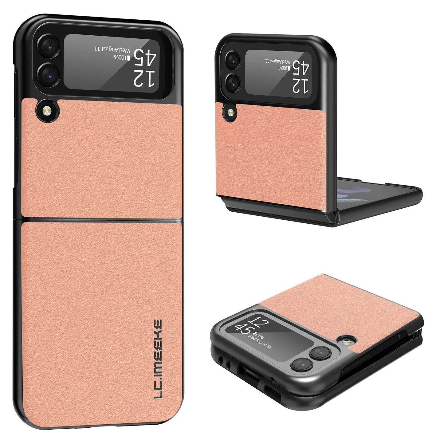 Samsung Galaxy Z Flip3 leather phone case with frosted finish in multiple colors