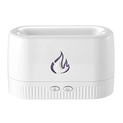 White flame humidifier aroma diffuser measuring 171mm tall with 230ml water tank capacity on wooden surface