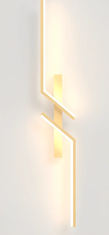 Modern minimalist strip wall lamp in black or gold, 60-120cm length with 3-colour LED lighting