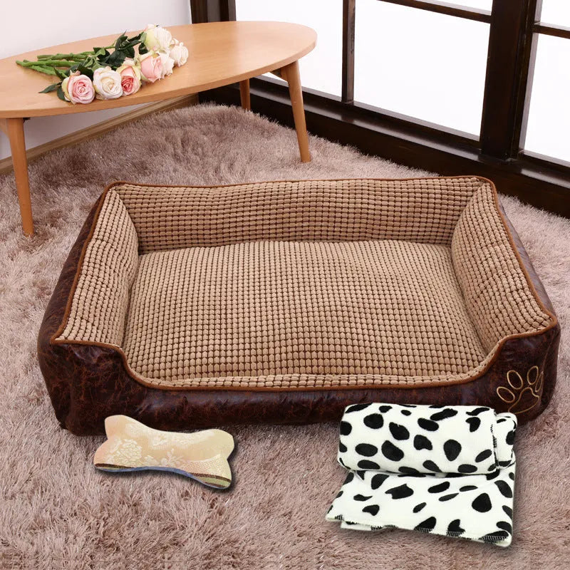 Flannel dog kennel in grey, coffee or beige, removable washable pet house, sizes M to XXL