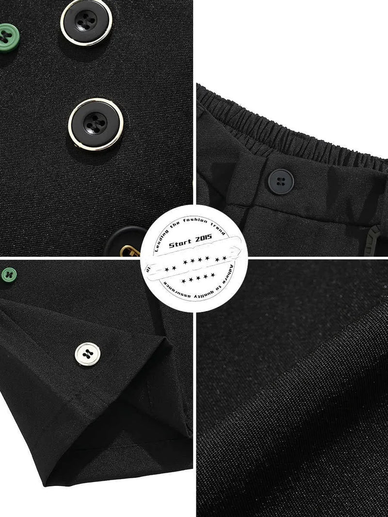 Men's elastic waistband shorts with zip fly, loose fit straight-leg design, comfortable above-knee length shorts available in sizes M to 3XL in classic black colour