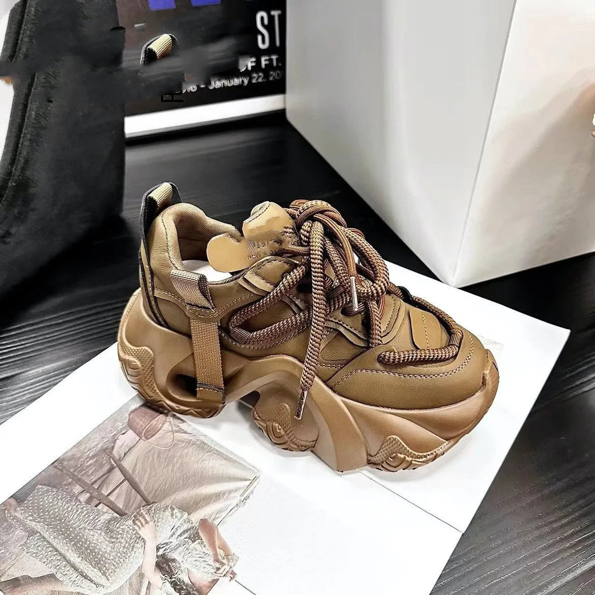 Women's creamy white wedge sneakers with cross straps, 6-8cm heel, and waterproof platform