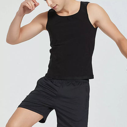 Men's black polyester sweatshirt tank top, available in sizes S to 5XL