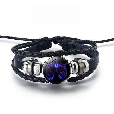 Luminous zodiac bracelet with glow-in-the-dark astrological symbols for stylish nightlight fashion