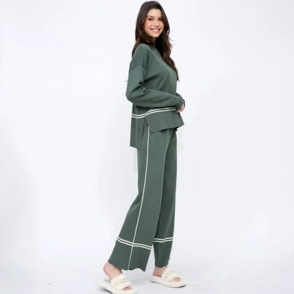 Women's knitted two-piece set in mercerised cotton fabric for autumn and winter commuting