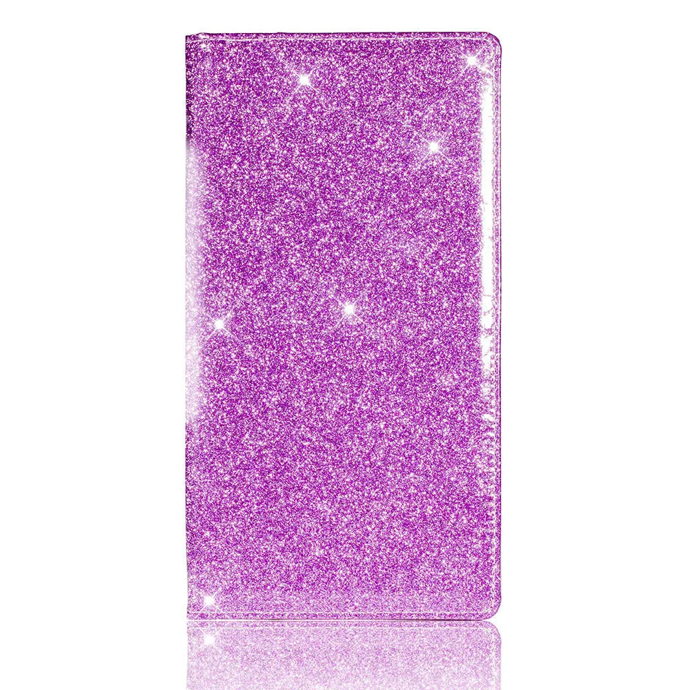 Purple PU leather car document wallet for holding a V5C registration document and insurance certificate.