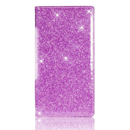 Purple PU leather car document wallet for holding a V5C registration document and insurance certificate.