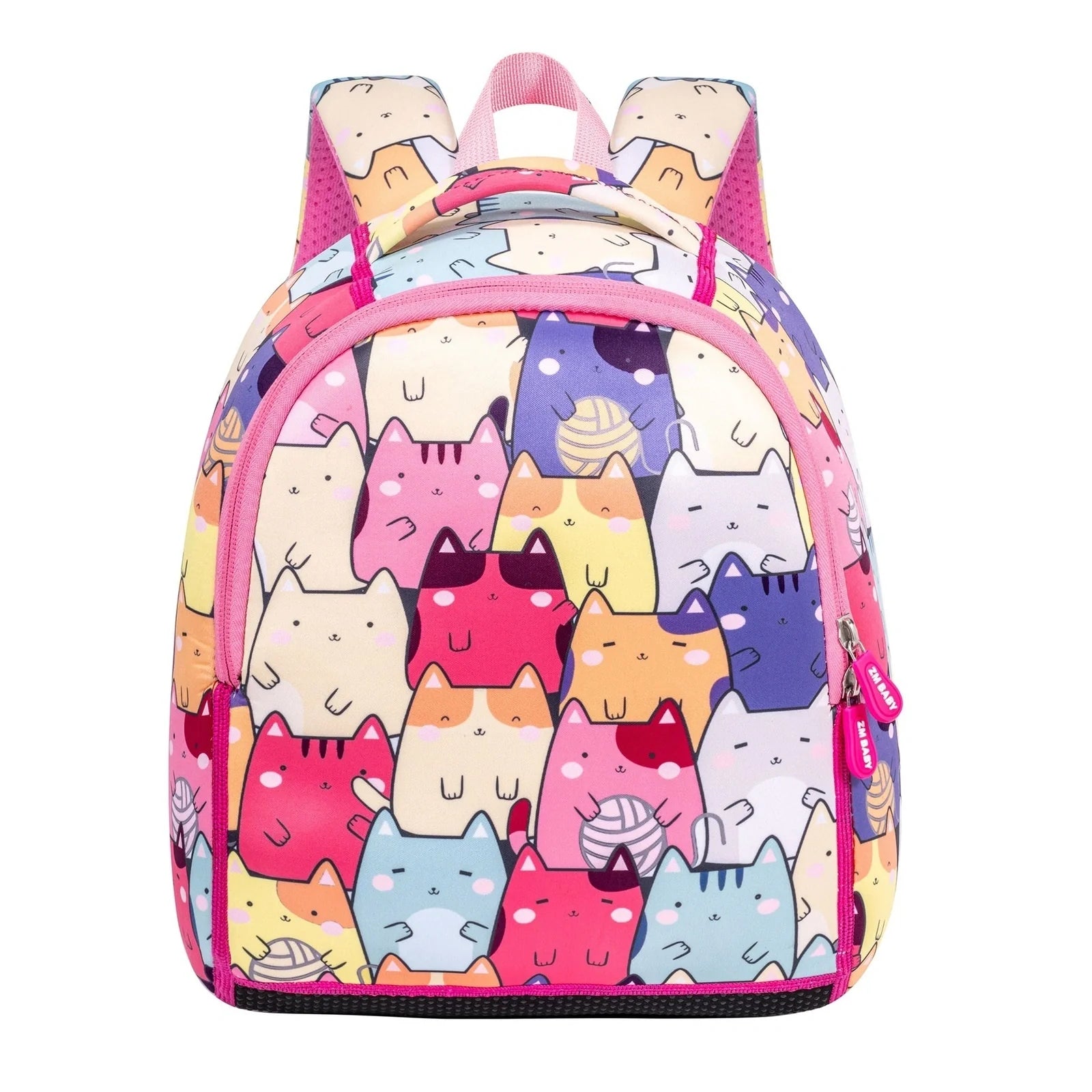 Children's schoolbag with air pillow belts showing forest animal pattern in royal blue colour