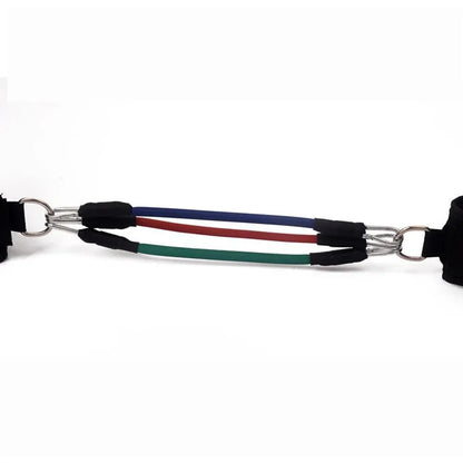 Black pull rope set for Taekwondo leg strength training with adjustable resistance