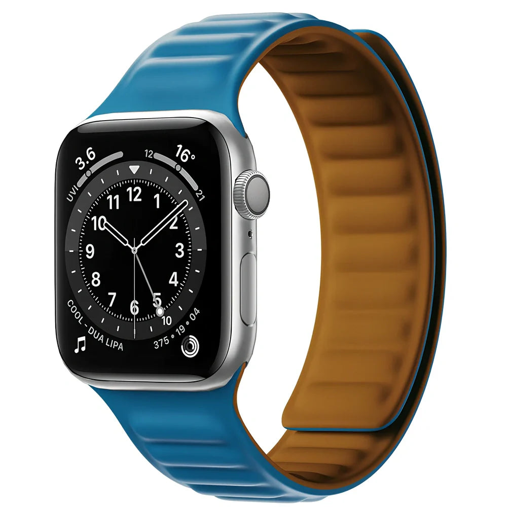 45g silicone magnetic watch strap in multiple colours showing magnetic closure mechanism