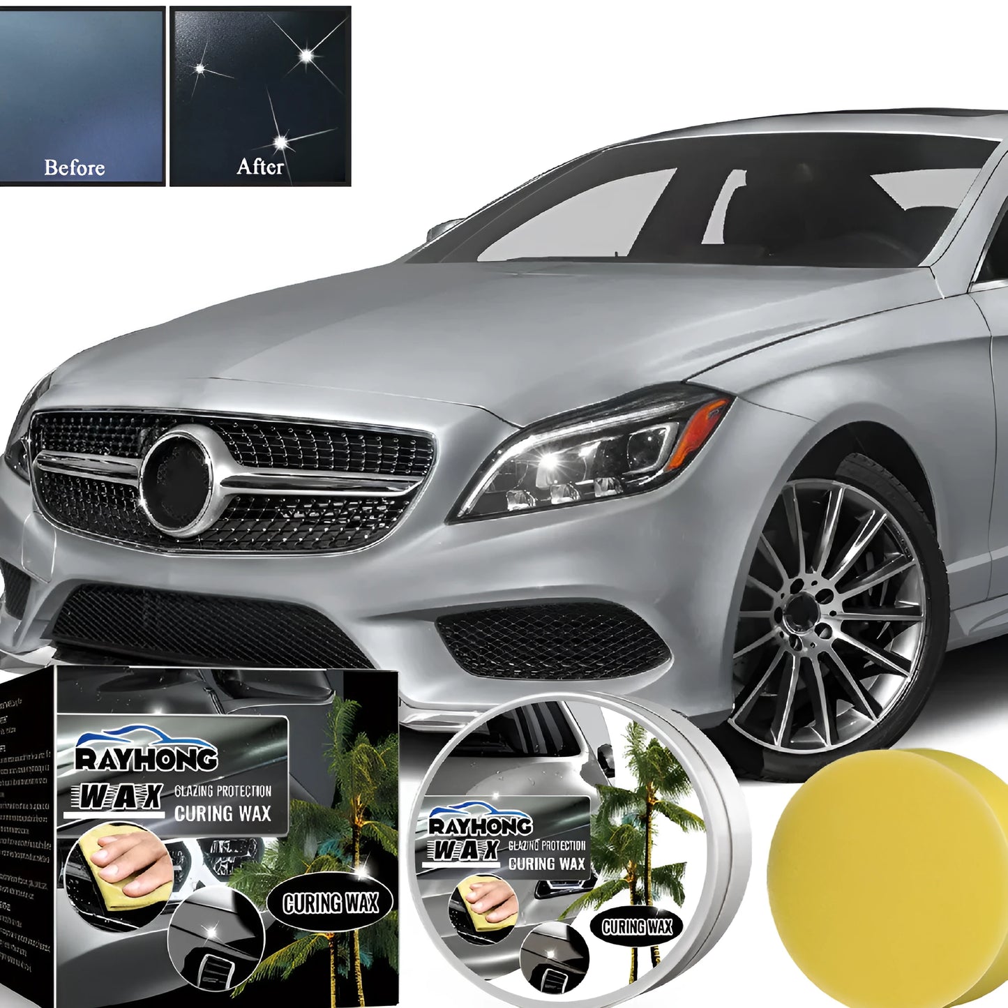 100g car coating wax tin with application sponge for automotive paint protection