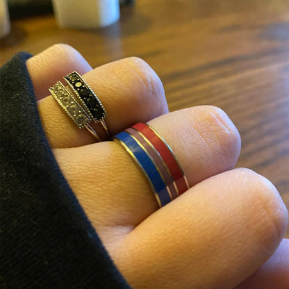 Stylish bisexual pride stainless steel ring with modern geometric design