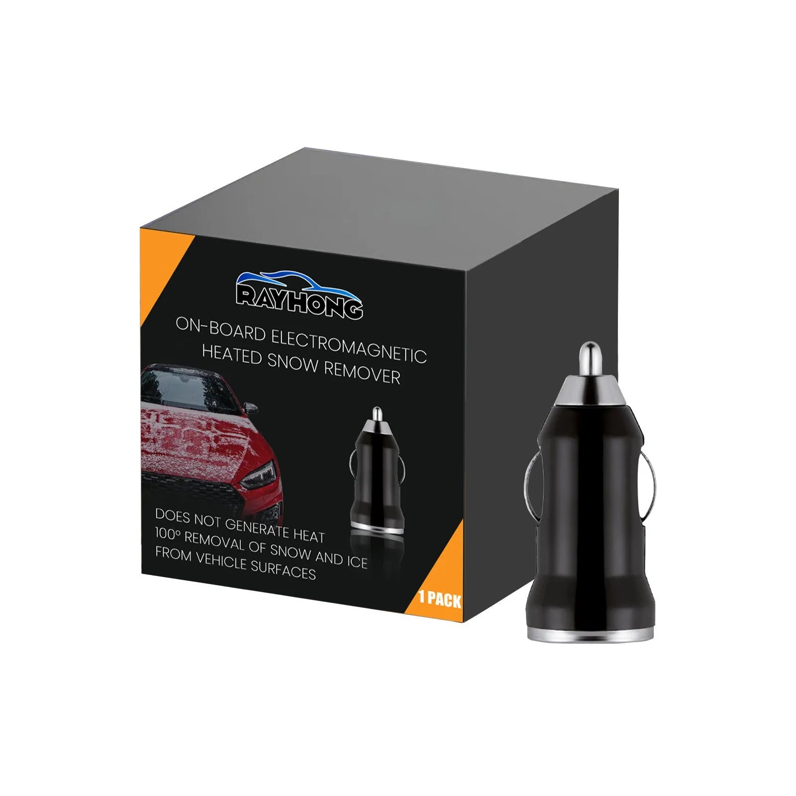 Black portable car snow melting tool with heating cable for deicing vehicle windows