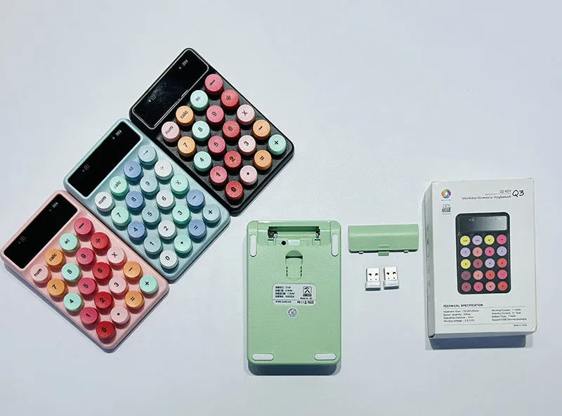 Q3 wireless mini keyboard in macaron colours including mixed bright green option