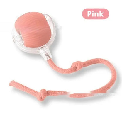 Plush silicone rolling ball cat toy in red, green, and grey colour options for feline self-play entertainment