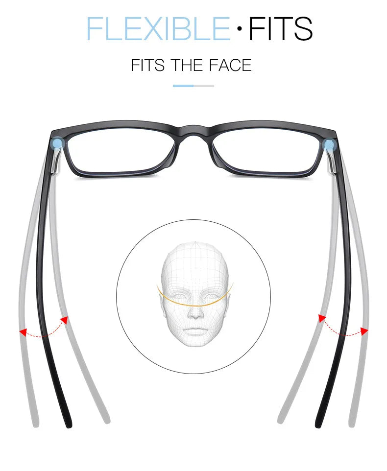 Stylish and comfortable blue light blocking glasses with durable TR90 nylon frames and premium lenses that filter out 90% of harmful blue light.