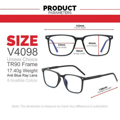 Stylish and comfortable blue light blocking glasses with durable TR90 nylon frames and premium lenses that filter out 90% of harmful blue light.