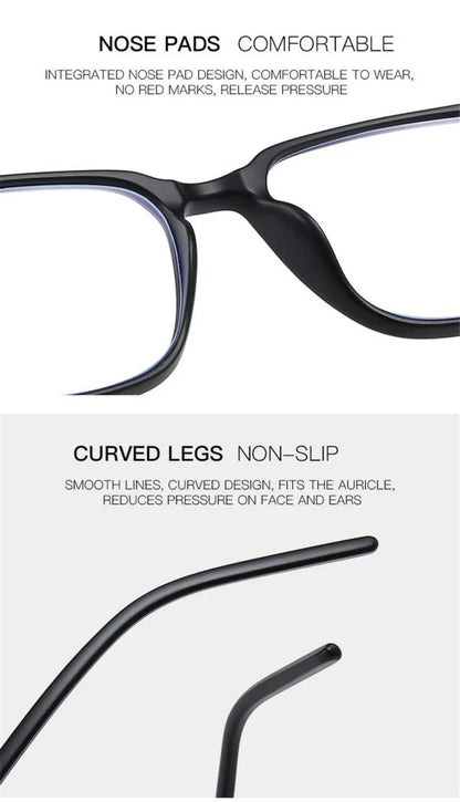 Stylish and comfortable blue light blocking glasses with durable TR90 nylon frames and premium lenses that filter out 90% of harmful blue light.