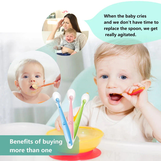 Baby Silicone Soft Spoon with Temperature Sensing Technology for Safe and Comfortable Feeding